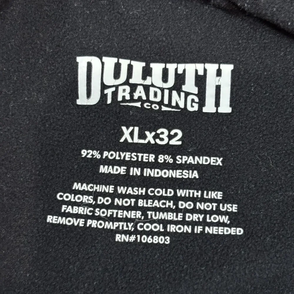 Duluth Trading Co Devil Track Fleece Base Layer Pants Men's XLx32 Black Stretch